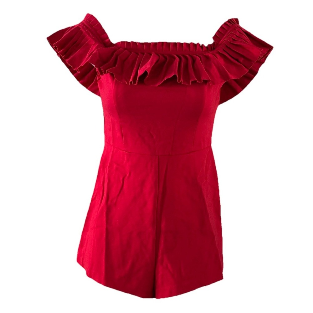 Urban Outfitters Women's Red Off Shoulder‎ Ruffle Romper Size 0 Valentines Sexy